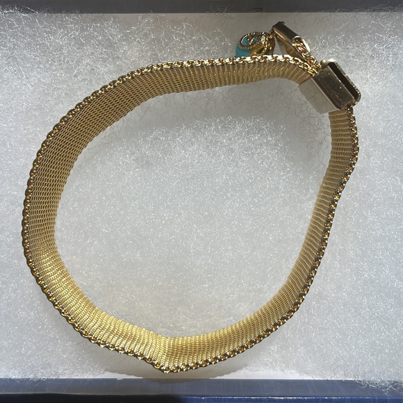 Vintage Japan Adjustable Gold Tone Bracket with Blue Bead - Picture 3 of 5